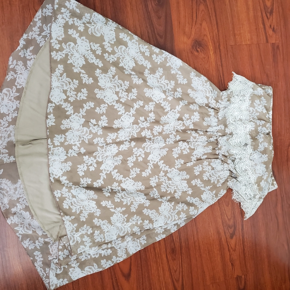 Cream tan high low sleeveless dress